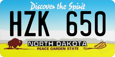 ND license plate HZK650