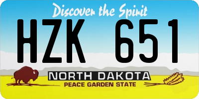 ND license plate HZK651