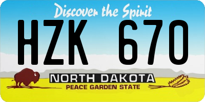 ND license plate HZK670