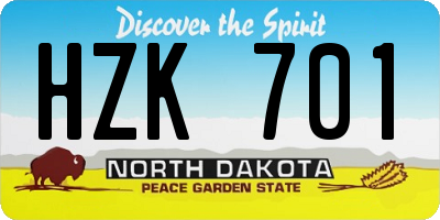 ND license plate HZK701