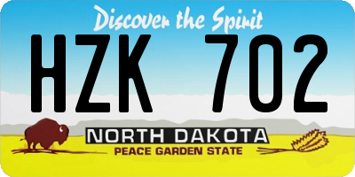 ND license plate HZK702