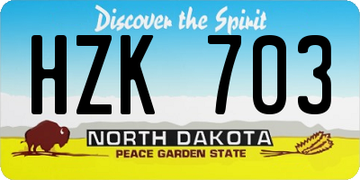 ND license plate HZK703
