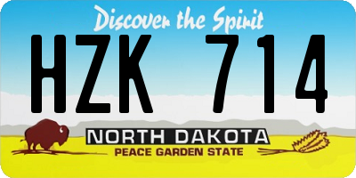 ND license plate HZK714