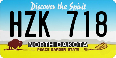 ND license plate HZK718
