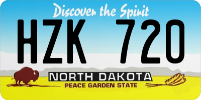 ND license plate HZK720