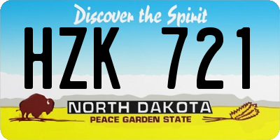 ND license plate HZK721