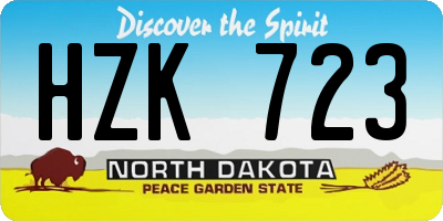 ND license plate HZK723