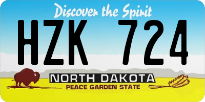 ND license plate HZK724