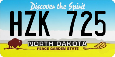 ND license plate HZK725