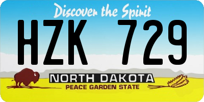ND license plate HZK729