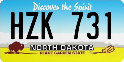 ND license plate HZK731