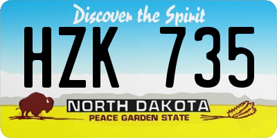 ND license plate HZK735