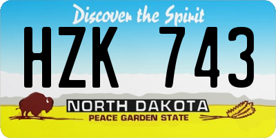 ND license plate HZK743