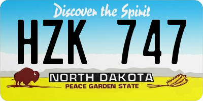 ND license plate HZK747