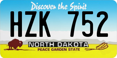 ND license plate HZK752