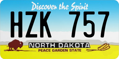 ND license plate HZK757