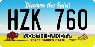 ND license plate HZK760