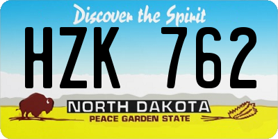 ND license plate HZK762