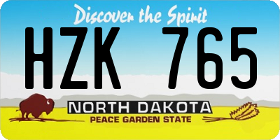 ND license plate HZK765