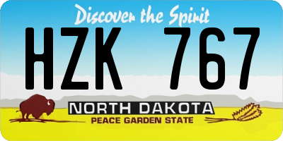 ND license plate HZK767