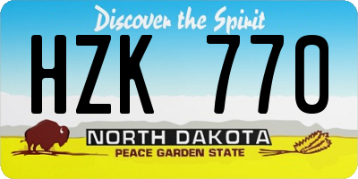 ND license plate HZK770