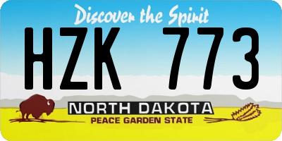ND license plate HZK773