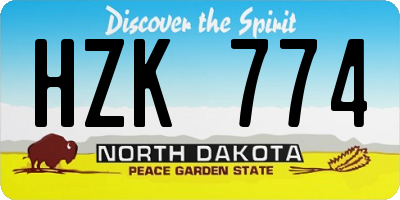 ND license plate HZK774