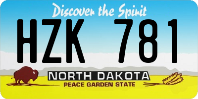 ND license plate HZK781
