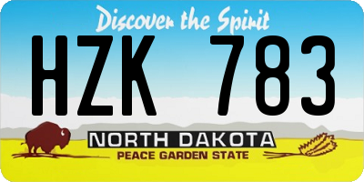 ND license plate HZK783