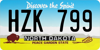 ND license plate HZK799