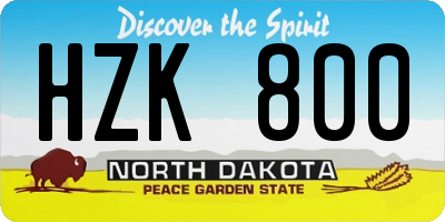 ND license plate HZK800