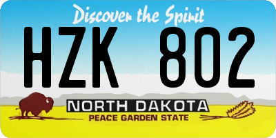 ND license plate HZK802