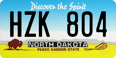 ND license plate HZK804