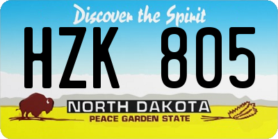 ND license plate HZK805