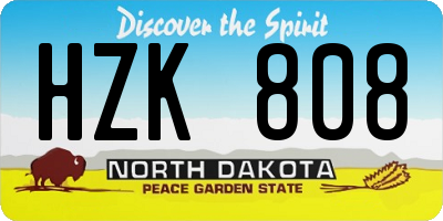 ND license plate HZK808
