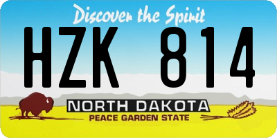 ND license plate HZK814