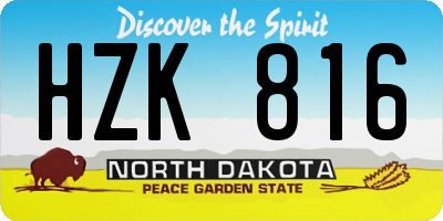 ND license plate HZK816