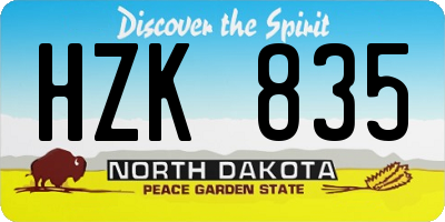 ND license plate HZK835