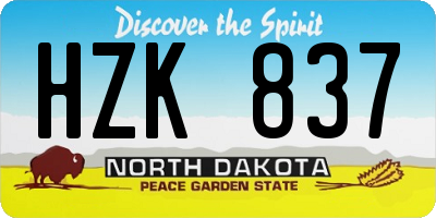 ND license plate HZK837
