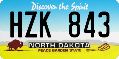 ND license plate HZK843