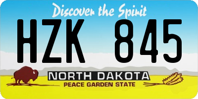 ND license plate HZK845