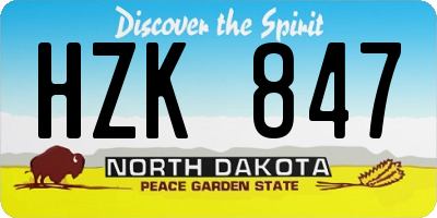 ND license plate HZK847