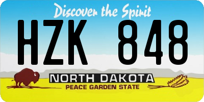 ND license plate HZK848