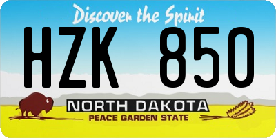 ND license plate HZK850