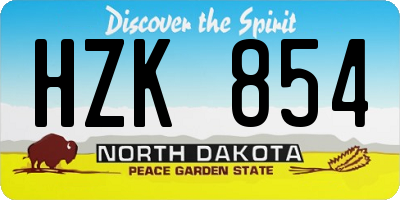 ND license plate HZK854