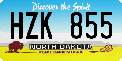 ND license plate HZK855