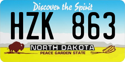 ND license plate HZK863