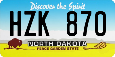 ND license plate HZK870