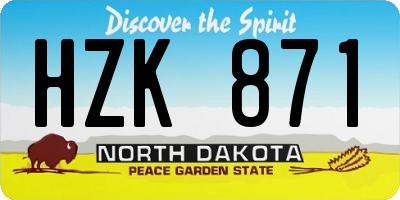 ND license plate HZK871