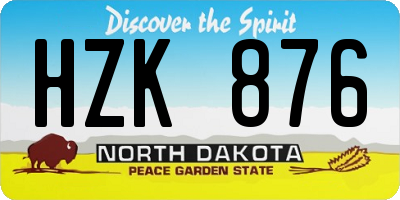 ND license plate HZK876